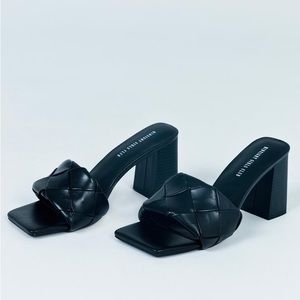Princess Polly Black Bisou Woven Heel